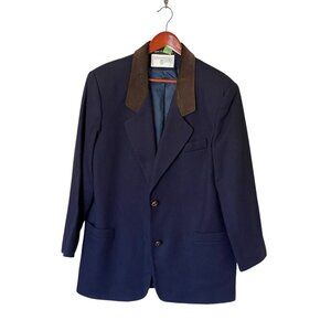 International Scene Navy Blue Blazer Vintage Wool  Women's Size Large 12